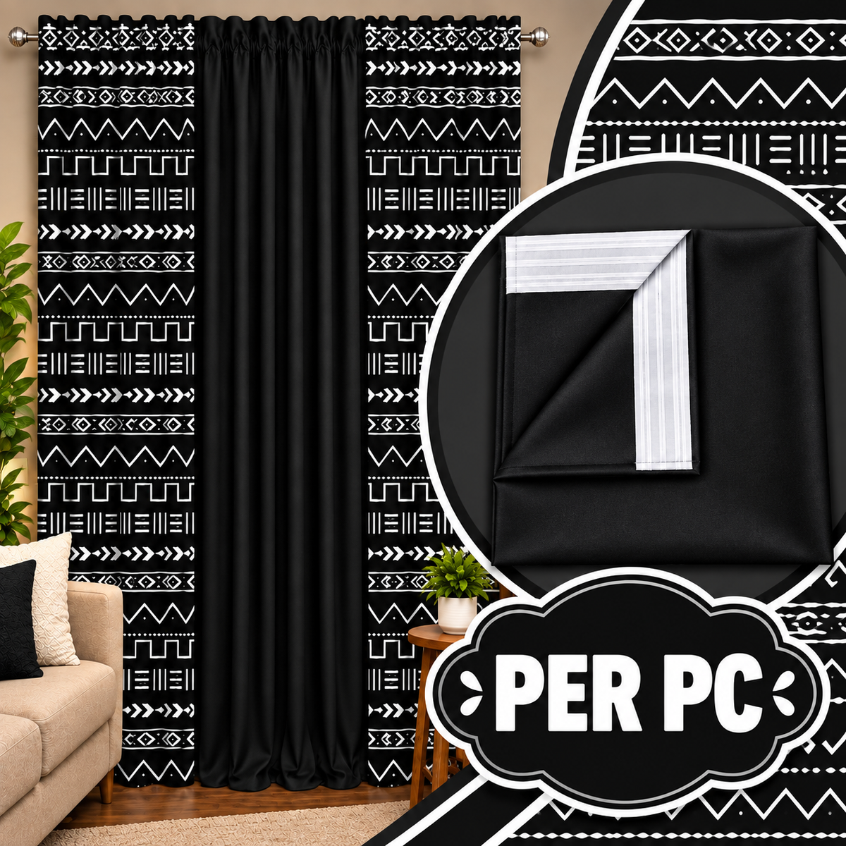 Black Boho RT Curtain